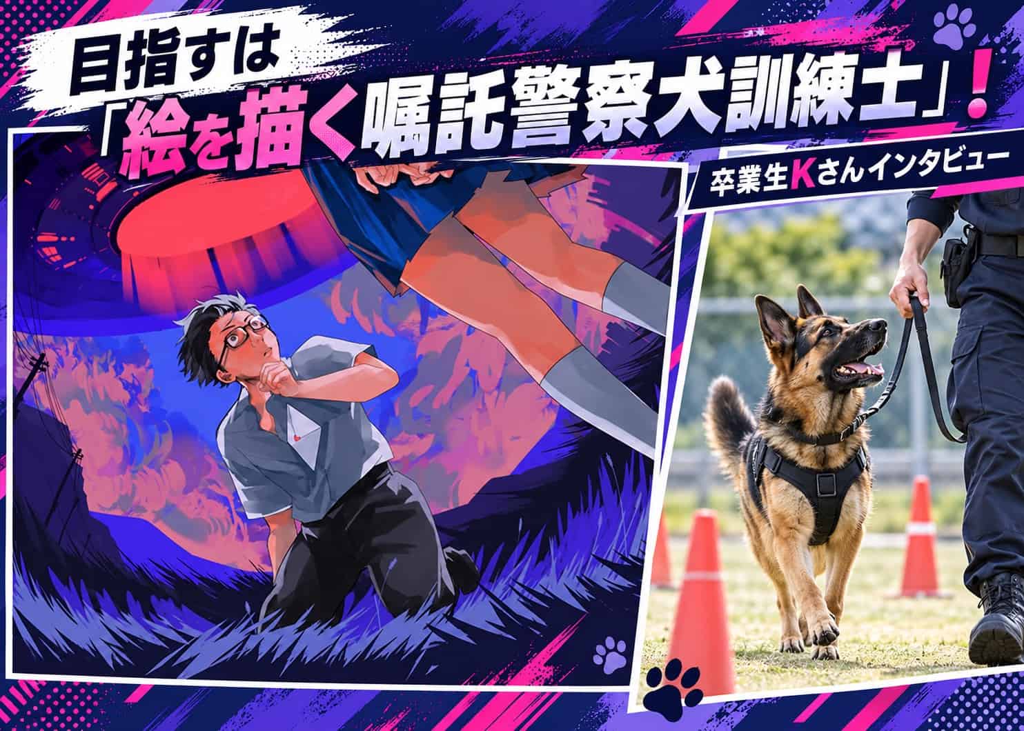 【卒業生インタビュー：Kさん】 目指すは「絵を描く嘱託警察犬訓練士」！東芸で開花した表現力で、大好きな動物業界に新しい風を