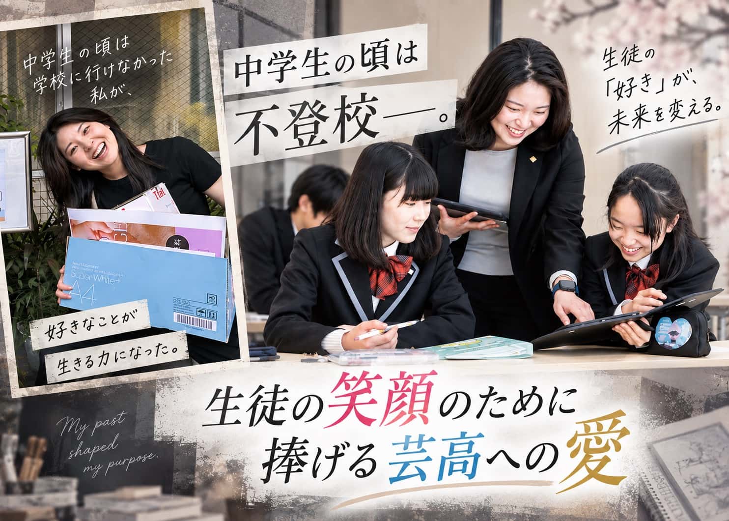 中学生の頃は不登校――。目標を持ち、人一倍努力して掴んだ『今の私』が、「生徒の笑顔のために」捧げる芸高への愛
